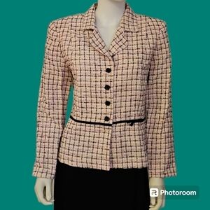 VTG STUDIO I Barbie Pink Black Coquette Tweed Plaid Academia Blazer